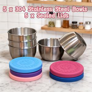 1-3-5개 세트 304 스테인리스 스틸 디핑 볼, 휴대용, 쏟아지거나 새지 않음, 냉탕 겸용, 구성, 아름답고 실용적, 프렌치프라이 디핑, 간식, 아이스크림용, 가정, 레스토랑, 피크닉 및 다양한 상황에 적합