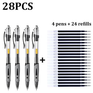 28개입 고용량 젤펜 세트, 0.5mm 극세필, 검정 잉크, 편안한 그립감, 빠른 건조, 부드러운 필기감, 필기와 메모에 이상적, 사무용품 및 학용품을 위한 완벽한 선택