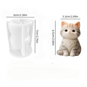 3D 앉는 고양이 실리콘 몰드, 귀여운 앉는 고양이 동물 3D 모양 몰드, 향초 제작 가능, 에폭시 레진 캐스팅, 향기 석고 디퓨저 스톤 고양이 장식 몰드, 수제 홈 데스크탑 장식 앉는 고양이 실리콘 몰드
