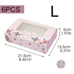 핑크 & 블루 장미 꽃무늬 대리석 패턴의 웨딩 & 생일 파티 선물 상자 6개 세트 - 웨딩, 생일, 샤워, 휴일 파티 장식용 종이 선물 상자