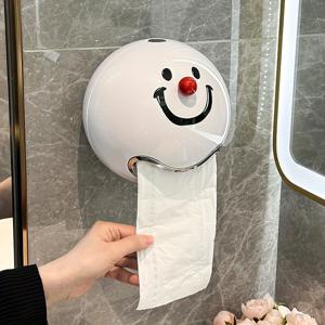 무드릴 벽걸이 티슈 박스 홀더 - 화장지 롤 호환, 셀프 스티커 설치, 무료 제거, 공간 절약형 욕실/사무실 롤 페이퍼 랙 (플라스틱, 화장지 보관), 화장지 보관 용기