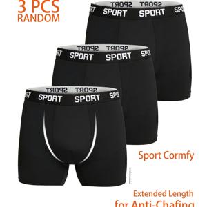 랜덤 패턴 3PCS 남성용 긴 다리 속건성 통기성 스포츠 속옷 擦擦 방지 보クサー 브리프 수분 흡수 운동용 속옷, 사이클링, 달리기, 헬스장, 데일리용 - 신축성 원단 부드럽고 가볍고 얇은