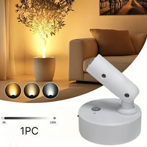 USB 충전식 자석 벽걸이형 LED 1개, 350° 회전, 3색 밝기 조절, 모션 센서, 무타공 설치. 침실, 거실, 그림걸이, 식물, 예술품, 복도용 및 할로윈/크리스마스 휴일 장식 선물용으로 적합