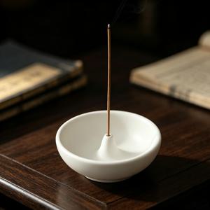 순백색 석고 소형 그릇 향꽂이, 선(禪) 스타일, 가정용, 실내용 향꽂이대, 탁상용 향꽂이, 차분한 향기 확산기, 장식용품