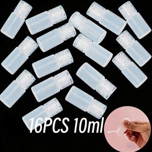 16개 10ml 재사용 가능한 스퀴즈 플립형 병 | 깨지지 않는 플라스틱, 로션, 손 소독제용 누출 방지 디자인, 휴대용 다기능 용기