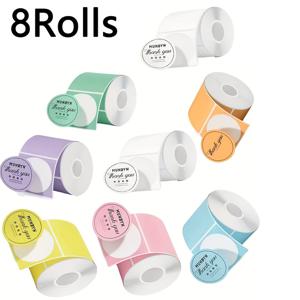 원형 열전사 에너지 라벨 8롤, 50*50mm 자체 접착식 원형 감열 스티커, 사무실, 학교, 소규모 비즈니스, 가정 및 간판 디자인 인쇄용, 롤당 100매