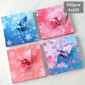 400장의 생동감 넘치는 오리가미 종이 세트 - DIY 공예, 독수리 & 비행기용 3.74인치 정사각형 시트 - 수제 선물 및 파티 장식에 완벽함