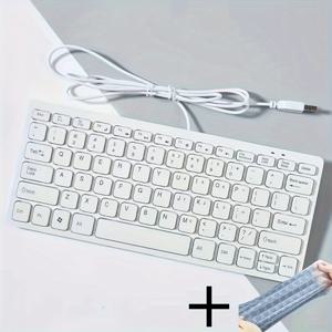 키보드 필름 포함 울트라 슬림 78키 USB 미니 유선 키보드, 노트북 컴퓨터 Windows 데스크톱 PC용 미디어 핫키 포함, 미국식 키 배열 11/10/8/7