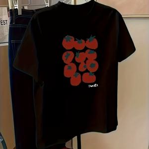 1pc 여성용 캐주얼 크루 넥 티셔츠, 플러스 사이즈, 반팔, 폴리에스터, 올 시즌, 알파벳 패턴, 캐주얼 의상용