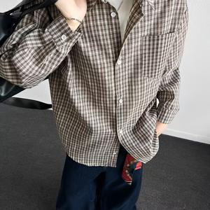 이른 봄/가을 신상품 트렌디한 남성용 얇은 긴팔 격자무늬 셔츠, 릴랙스 스타일, 패셔너블, 니치, 활용도 높은, 누구에게나 잘 어울리는, 데일리 캐주얼 아우터웨어용