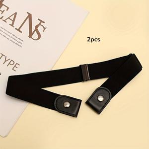 2개입 게으른 벨트, 캐주얼 남녀공용 탄성 허리 밴드 바지, 플러스 사이즈 허리 밴드 컨택터, 편안한 벨트 청바지, 올 시즌
