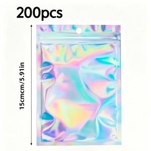 200개, 투명창이 있는 보관백 4가지 사이즈, 밀봉용 봉투, 지퍼형 보관백, 샘플백, 소규모 비즈니스 포장용 봉투, 주얼리, 공구 키트, 주얼리 제품 진열 및 포장 용품 포장에 적합