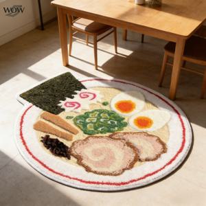 고급 라면 테마 패턴 카펫, 인조 캐시미어 소재, 부드럽고 푹신함, 흡수성 및 미끄럼 방지, 관리 용이, 세탁기 사용 가능, 장식용 카펫, 침실 장식, 소형 카펫, 카펫, 홈 데코, 거실 카펫