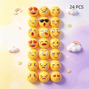 24개 멀티컬러 즐거운 얼굴 아크릴 플랫백 참, DIY 공예, 스크랩북킹, 주얼리 제작, 구슬 공예용품에 적합 - 가정 장식, 신발 액세서리, 크리스마스, 선물용 플랫백 원형 즐거운 얼굴 장식