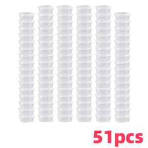 51개 소스 병, 1OZ 사이즈/뚜껑 포함 스낵 박스/야외 캠핑 다용도 누출 방지 소스 컵, 사각형, 식품 및 공예 보관용, 휴대하기 편리, 새해, 발렌타인데이, 부활절, 결혼식, 라마단, 카니발, 콜롱 카니발