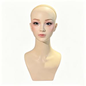 여성용 어깨 달린 마네킹 머리 1개, 가발 모자 귀걸이 목걸이 주얼리 살롱 진열대용 대머리 마네킹 흉상 모델