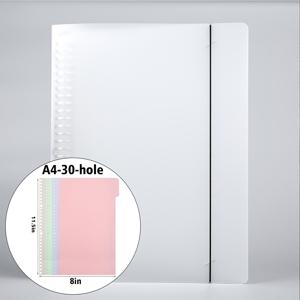 5개 A4 프로스트 30홀 루스리프 폴더 세트 (투명 바인더 커버 1개 포함) 및 컬러 페이지 인덱스 다이버더 1세트 (4장), 분리형 메탈 링 디자인, 자유로운 루스리프 삽입 매칭, 선명한 파일 분류 및 보관