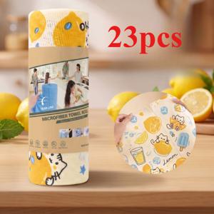 23개 대형 25*25 손으로 찢은 레몬 고양이 행주, 뜯어서 사용하는 극세사 타월, 주방 타월, 티 타월, 간편하고 쉬운 사용, 재사용 가능, 세탁 가능, 물자국 없음, 초흡수성 청소용 걸레, 자동차, 가정, 차고, 상점에 적합, 크리스마스 선물