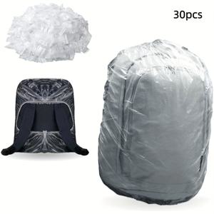 30개 야외 백팩 우산 커버, 일회용 경량 가방 커버 (탄성 드로스트링 포함), 휴대용으로 간편