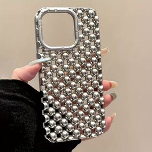 휴대폰 케이스 - 고급 전기 도금 3D 비즈가 장착된 부드러운 폰 케이스, 방열 설계, 아이폰 17Promax, 17Pro, 17, 16, 15, 14, 13 Pro Max 호환, 충격 방지 범퍼 및 백 커버 특징