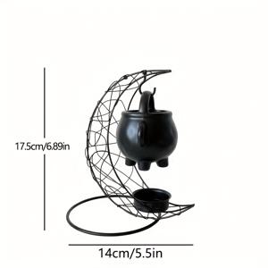 세일보트 모양 촛대 세트, 철제 브래킷 행잉 세라믹 냄비 아로마테라피 가열기, 에센셜 오일 버너 및 디퓨저, 촛, 아로마 크림 및 왁스용, 부드러운 가열, 아로마 크림 키트 및 세라믹 디퓨저