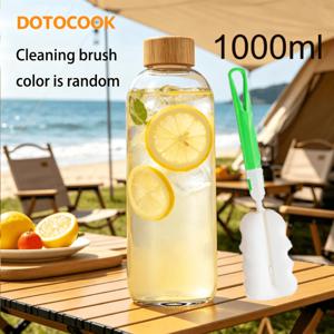 DOTOCOOK 붕규산 유리 병은 뚜껑과 청소 브러쉬가 함께 제공됩니다 (색상은 랜덤입니다). 재사용 가능하며, 누수 방지 기능이 있으며, 내열성도 있습니다. 여행에 이상적이며 음료, 주스, 스무디 등 보관에 사용할 수 있으며 냉장 보관이 가능합니다.