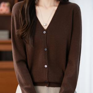 여성용 단색 브이넥 앞단추 카디건 스웨터 - 경량 칼라 재킷, 긴소매 단추 잠금 - 사무실 및 데일리웨어용, 봄/가을 다용도 아우터웨어 (손세탁 가능)