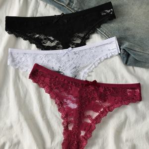 3개 세트 섹시 로우 라이즈 레이스 통기성 여성 팬티, 및 해변 나들이에 적합한 패셔너블한 멀티 컬러 혼합 팩