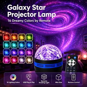 갤럭시 스타 오로라 스마트 조명 | 프로젝터 무드등 | USB 램프 | 프로젝션 램프 | 리모컨 포함 | USB 플러그 앤 플레이 | 회전 복구 분위기 조명 | 침실 | 게임방 | 홈 파티 장식 | 멀티 컬러 RGB 조명 | 크리스마스