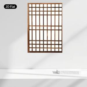 2D 평면, 2D 평면, 나무 격자 디자인의 프레임리스 캔버스 아트워크 1개, 거실, 침실, 서재, 다이닝 공간, 복도 장식용으로 이상적, 2D 평면