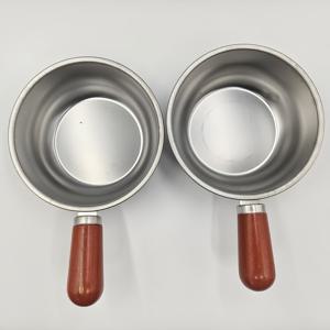 내열성 나무 손잡이 스테인리스 스틸 냄비 2개 세트 - 인덕션 호환, 미끄럼 방지 바닥, 고르게 열 분포, 국수 요리용, 기숙사, 사무실, RV, 혼자 요리하는 사람용 - 식품 안전 주방 필수품, 국수 조리 냄비, 사무실 조리기구
