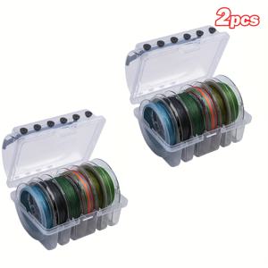 Goture 낚싯줄 보관함 1개/2개/4개입, 6구획 (대형 2개, 표준 4개) 낚싯줄 케이스, PP 투명 낚싯줄 정리함, 실리콘 구멍 스풀 박스