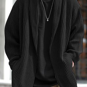 남성용 코듀로이 숄 칼라 긴소매 단색 데일리 야외 가을 겨울 캐주얼 코트 기모노 가디건