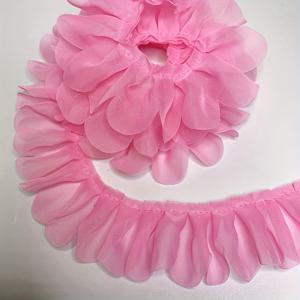 270cm x 4.5cm 엠보싱 쉬폰 플리츠 레이스 트림 - 단색 비신축성 원단, DIY 스커트 및 넥라인 장식용, 의류, 신발, 모자 및 홈 텍스타일 액세서리, 레이스 패브릭