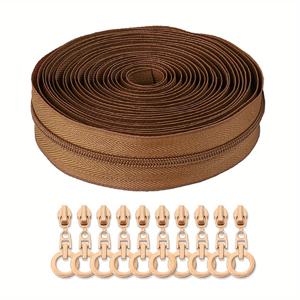 1세트, (177인치/450cm) 나일론 지퍼 + 원형 슬라이더 10개, 가정용 재봉, 핸드크래프트 DIY 프로젝트, , 홈텍스타일, 의류, 신발 등 지퍼 교체용, 짐 수리,원형 슬라이더,다용도 지퍼,고품질 슬라이더,부드러운 작동,크래프트 지퍼,지퍼 재봉,DIY 애호가,패션