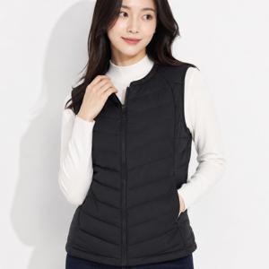 여성 부드러운 슬림라인 따뜻한데 가벼운 경량 패딩 조끼 페더리피치(W6WV10)