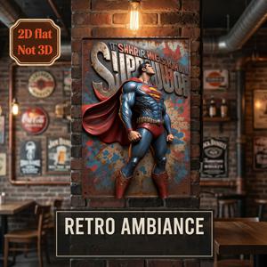 2D 플랫, 1개 워너 슈퍼맨 녹색 그랑지 테마 레트로 스타일 메탈 사인, 바, 카페, 차고 장식, 홈 데코 및 정원 울타리에 적합. 파티 및 일상적인 사용에 완벽하며, 메탈 벽 예술에 이상적인 선택입니다.