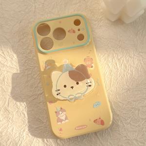 아이폰 17 프로 맥스용 귀여운 고양이 패턴 스탠드 케이스, 애플 16 호환, 카툰 16 프로 맥스 소프트 케이스, 낙하 방지, 11, 17 프로/15/16 프로/14/13/12/11 호환