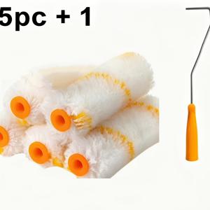 페인트 롤러 6개 세트, 4인치 극세사 롤러, 높은 흡수성 미니 패브릭 롤러, 경량 금속 손잡이, 인체공학적 플라스틱 그립 포함 – 벽, 트림, 문, 캐비닛용