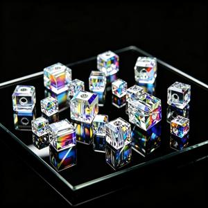 58개 고광택 무지개빛 큐브 유리 비즈 오로라 야광 사각형 홀 비즈 4/6/8mm - 의류, 신발 및 주얼리 추가 > 여성 패션 > 여성 주얼리 > 여성 패션 팔찌