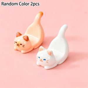 2개 세트 새끼 고양이 휴대폰 거치대 랜덤 색상, 귀여운 새끼 고양이 데스크탑 스탠드 장식품 액세서리 데스크탑 소형 장식품