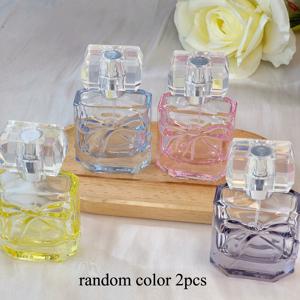2개 30ml 다시 채울 수 있는 화장품 스프레이 병, 향수 리필용 빈 병, 유색 유리병, 향수, 에센셜 오일, 액상 화장품 등을 보관하기 위한 화장품 리필병 (색상 랜덤)