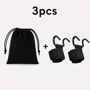 3개 조절식 역도 손목 보호대 스트랩 (후크 및 보관 가방 세트), 고강도 나일론 팔 지지대 안정 장치, 편안하고 미끄럼 방지 내구성, 풀업, 데드리프트, 로우, 근력 운동에 적합