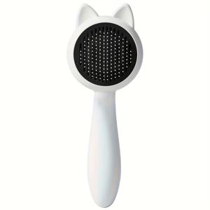 1개 고양이 귀 애완 고양이 빗 스테인리스 스틸 바늘 마사지 클리닝 바늘 빗 강아지 털 제거 브러쉬 원키 자동 세척 기능