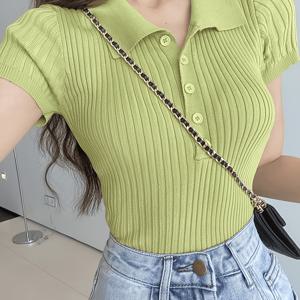 여름 폴로 칼라 반팔 티셔츠 스트레치 타이트 탑 풀오버 베이스 레이어 셔츠