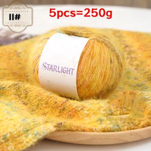 별이 빛나는 그라데이션 タイダイ 핸드 크로셰 중간 무게 원사 250g/5개, 장모 혼방 양모 이중 뜨개바늘용 원사, 아름다운 색감의 털실, DIY 뜨개질용 재료 원사. 다양한 헤어밴드, 스카프, 모자, 스웨터, 재킷, 숄, 담요, 좌석 쿠션 및 기타 의류 색상 매칭 공예품 뜨개질에 적합