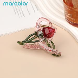 Marcolor 투명 튤립 헤어 클립, 6가지 색상으로 제공. 속이 빈 꽃 바나나 헤어 바레트. 우아한 꽃다발 디자인으로, 미끄럼 방지, 가벼우며 압박이 없는 이 헤어 클립은 여성의 안전한 헤어 스타일링을 보장합니다.