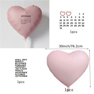 30-inch Calendar Stier Heart-shaped Foil Balloon Set, Suitable for Birthday Parties, Anniversaries, Coming-of-age remonies, First Birthdays, Valentine's Day, Christmas Decorations Photo Props