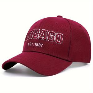 A CHICAGO 레터 자수 하드탑 남성 힙합 캡, 패셔너블 여성 조절 가능 아웃도어 스포츠 야구 모자