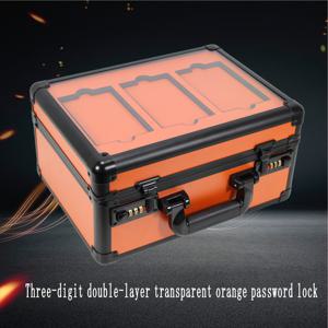 1 Three-Card Slot 2단 오렌지색 비밀번호 잠금 장치, 모든 종류의 카드 슬리브, 카드 브릭, 알루미늄 합금 보관 상자에 적합